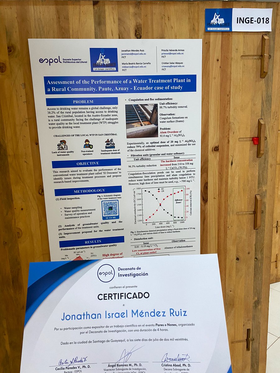 What an incredible time at #ParesONones! 🧑‍🔬👩‍🔬Proudly presenting  <a href="/FictESPOL/">Facultad de Ingeniería en Ciencias de la Tierra</a> project results, providing clean water to rural communities in 🇪🇨. Outstanding presentations, awesome researchers! Special thanks to <a href="/pris_valverde/">Priscila Valverde Armas</a> for her insightful guidance in this journey. #SDG6 💧🚰
