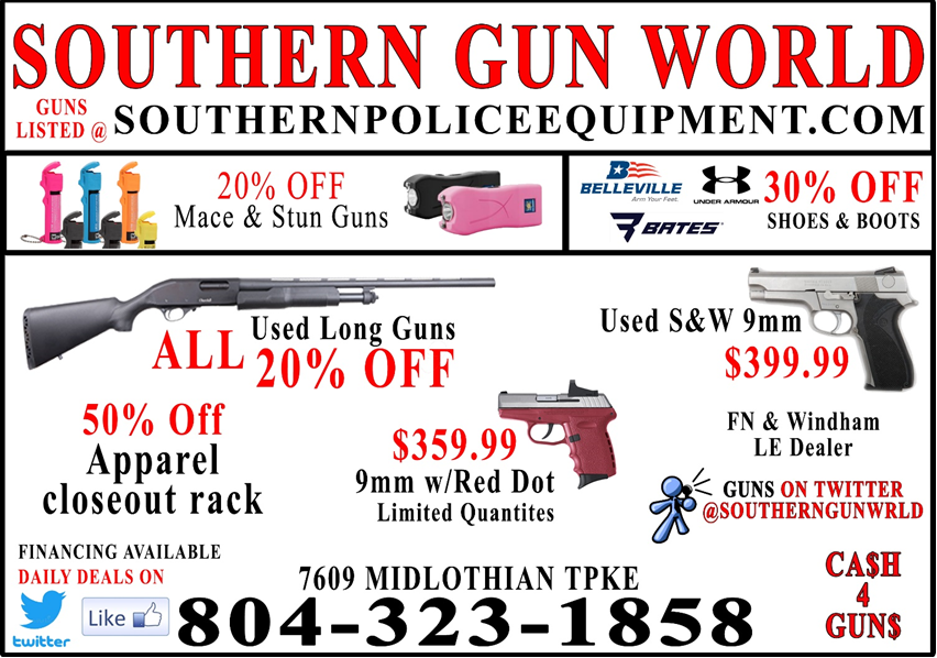Southern Gun World July Specials 
#sccy  #longguns #smithandwesson #cashforguns #mace #stunguns
