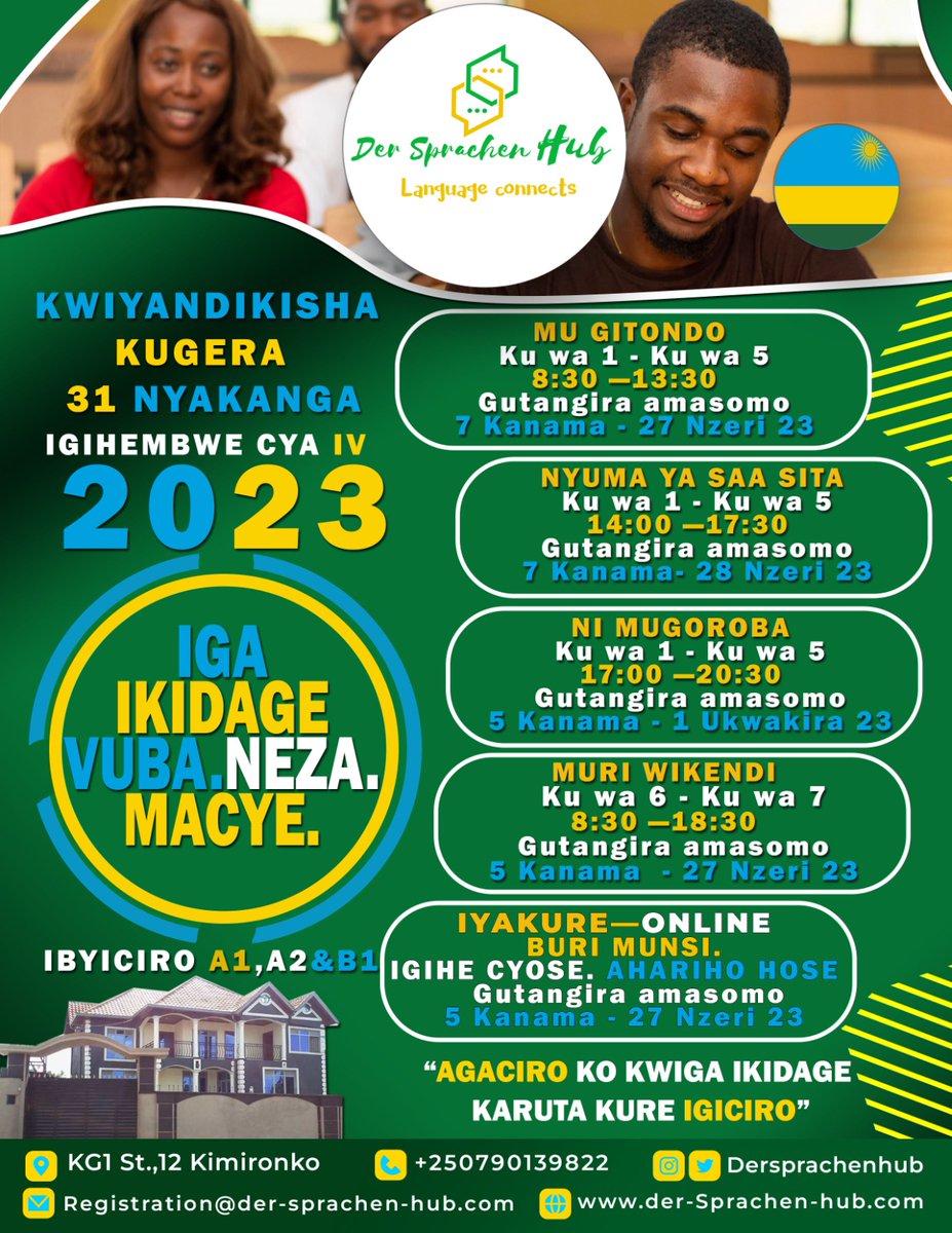 akagerarheinorg's tweet photo. @rukundokeric Naze yige #ikidage ubundi urebe ngo ariga #kaminuza ku buntu yiga mu rurimi rw'ikidage mu #Budage. Abenshi ntibabizi ariko ukuri ni uko ushobora kubyikorera.
#UMVA IYI #NKURU https://t.co/0JhgenXQ9B