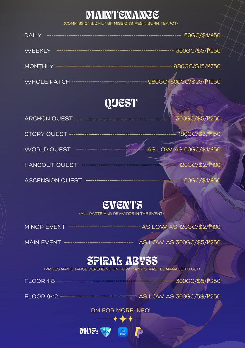 Lucius_Askeladd's tweet photo. (UP TO 25% OFF) 

Hiii it's me Askee! Feeling tired or don't have time to play? Then allow me to be your genshin pilot! Will do my best to take care of your acc! So if you're interested or have any inquiries don't hesitate to DM me! Thankyou! <33

{#genshintwt #Genshinlmpact} https://t.co/ZbqsYLSffj