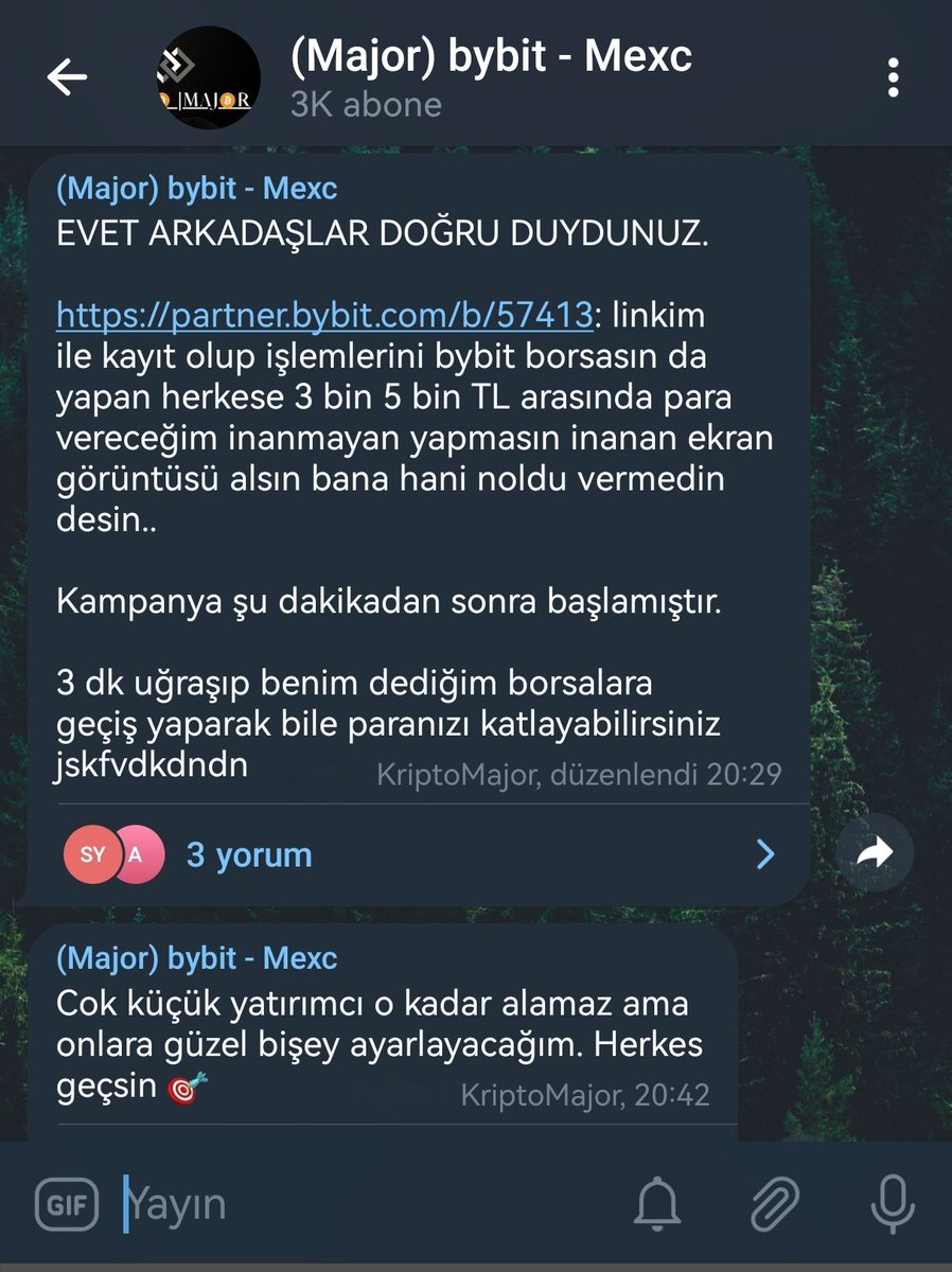 kriptomajorvip's tweet photo. Büyük kampanya başladı” kayıt olup işlemelerini bybit borsasında yapan herkese 3 ile 5 bin TL arası para gönderiyoruz.

Kayıt link: https://t.co/0XfllbxL4r https://t.co/ed8DyjjLt1
