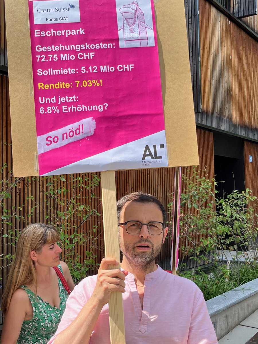 Immo-Hai-Bsüechli von <a href="/al_zuerich/">Alternative Liste Zürich</a>, <a href="/schiwow/">Mischa Schiwow</a>, <a href="/patrik_maillard/">Patrik Maillard</a>, <a href="/thuritch/">David Garcia Nuñez ۞</a>, <a href="/Anne_Claude_al/">Anne-Claude Hensch</a> und <a href="/Stadtbiene/">O</a> im Ersatzneubau Escherpark. Hier realisiert der CS-Fonds SIAT eine unverschämte Rendite - das Land hat er 1941 für ein Butterbrot erworben. 
So nöd, CS &amp; UBS!