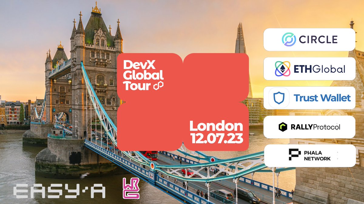 DablClub's tweet image. Developer X, are you ready for the London guild event on July 12th?

Shoutout to our partners joining us along the way: @easya_app, @ETHGlobal, @TrustWallet, @buildoncircle, @RLYNetworkAssoc, @PhalaNetwork

#DevXGlobalTour 🌍✨
eventbrite.com/e/660320294777