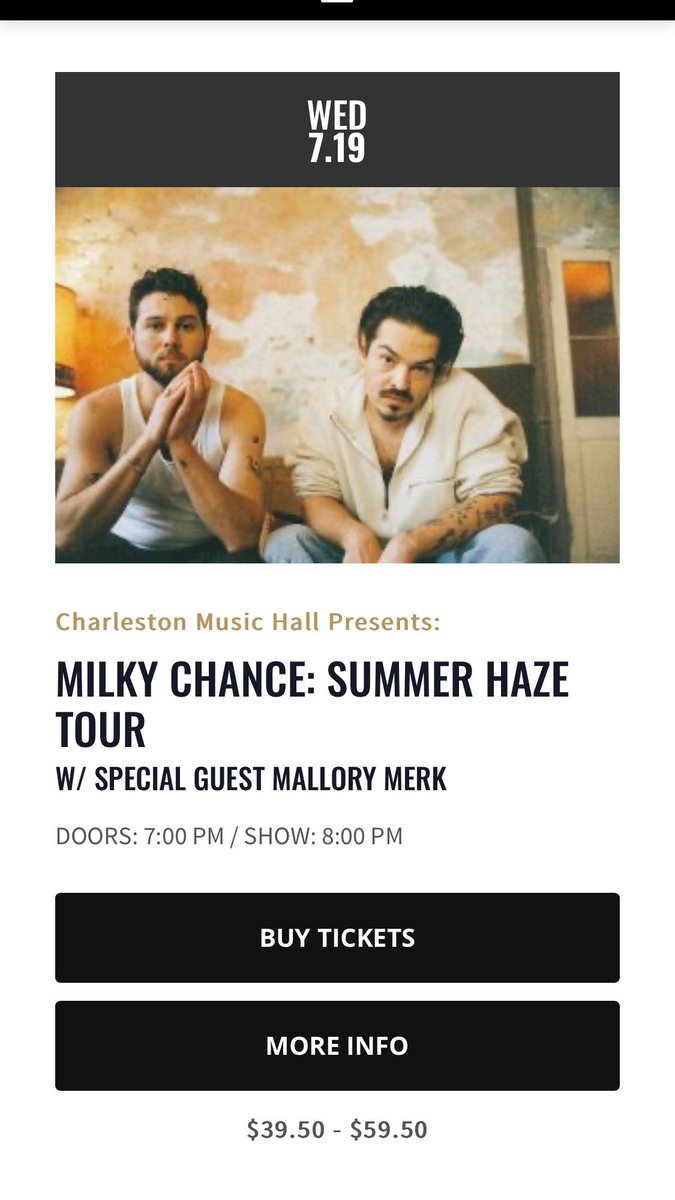 pe4ce2's tweet photo. Mallory Merk with @MilkyChance at Charleston Music Hall on Wednesday 7/19 https://t.co/8v20kYoVvN