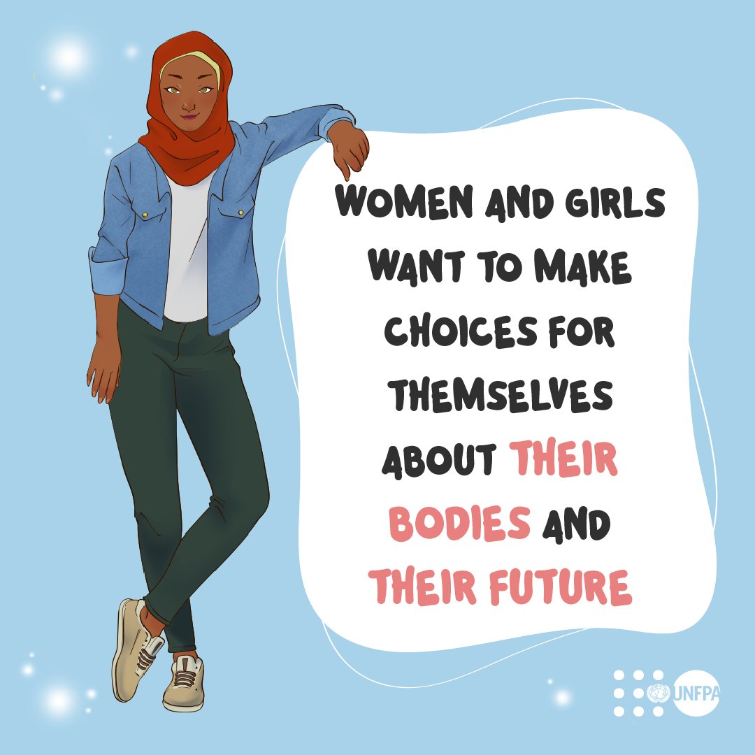 This #WorldPopulationDay, instead of talking about the number of people…

…let’s talk about the number of choices women and girls have.

Drop a 💯 if you agree!

Help change the conversation with <a href="/UNFPA/">UNFPA</a>: unf.pa/wpd

#GlobalGoals