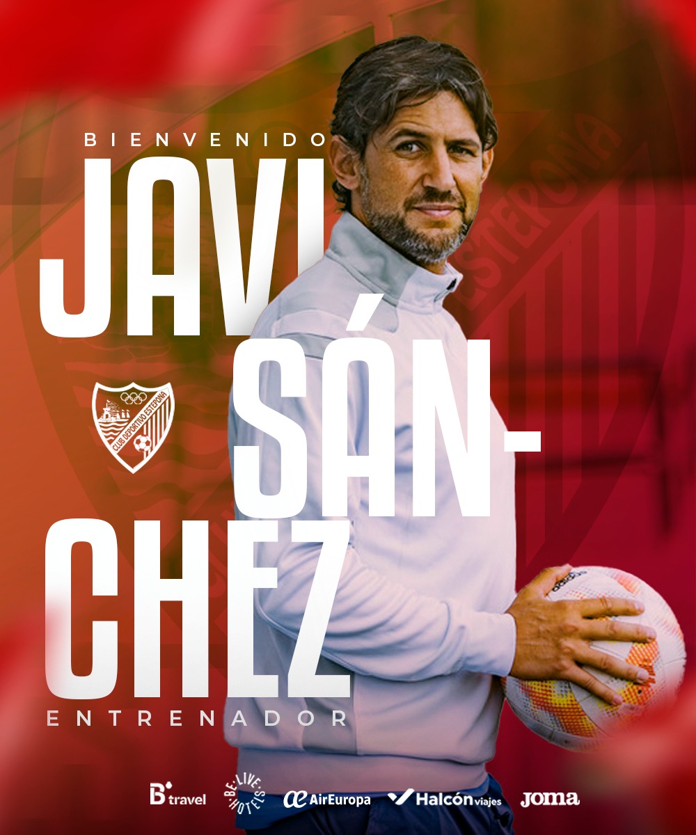 ✅️🔴🔵 'COMUNICADO OFICIAL'

✅️El Toledano J𝐀V𝐈 𝐒A𝐍C𝐇E𝐙, nuevo entrenador del CD Estepona.

ℹ️ J𝐀V𝐈 𝐒A𝐍C𝐇E𝐙 a sus 39 años ha  entrenado a equipos como el Villarrubia (2ªB), CD Toledo (2ªRFEF) o CD Manchego (3ªRFEF).

#BIENVENIDOJ𝐀V𝐈𝐒A𝐍C𝐇E𝐙