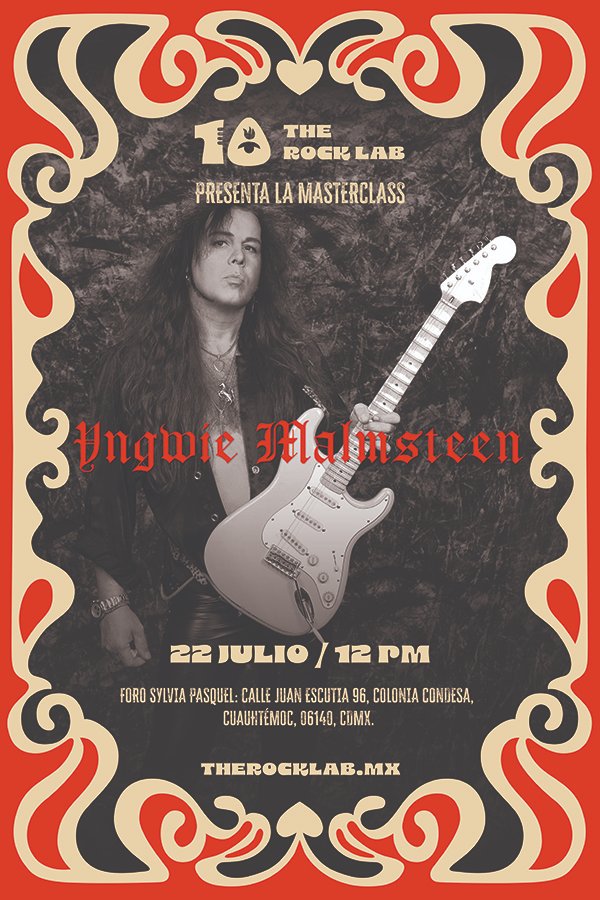 Quedan solo 13 días para la clínica de #malmsteen aprende a hacer shredding con el mejor! Aparta tus boletos en ventas@therocklab.mx