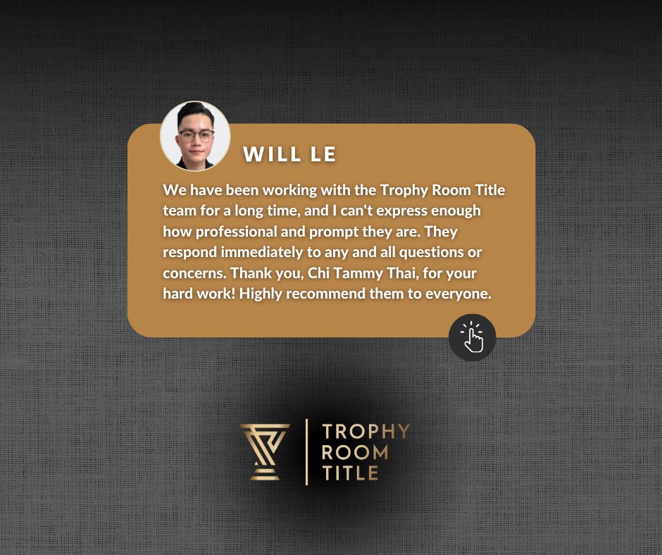 TrophyRoomTitle's tweet image. Thank you, Will, for taking the time to leave us a review! Will, your five stars mean the world to us, and we are grateful for your business.🌟

#realreview #customerreview #fivestars #houstontx #trophyroomtitle #trophyroomtitlehouston #houstontitlecompany