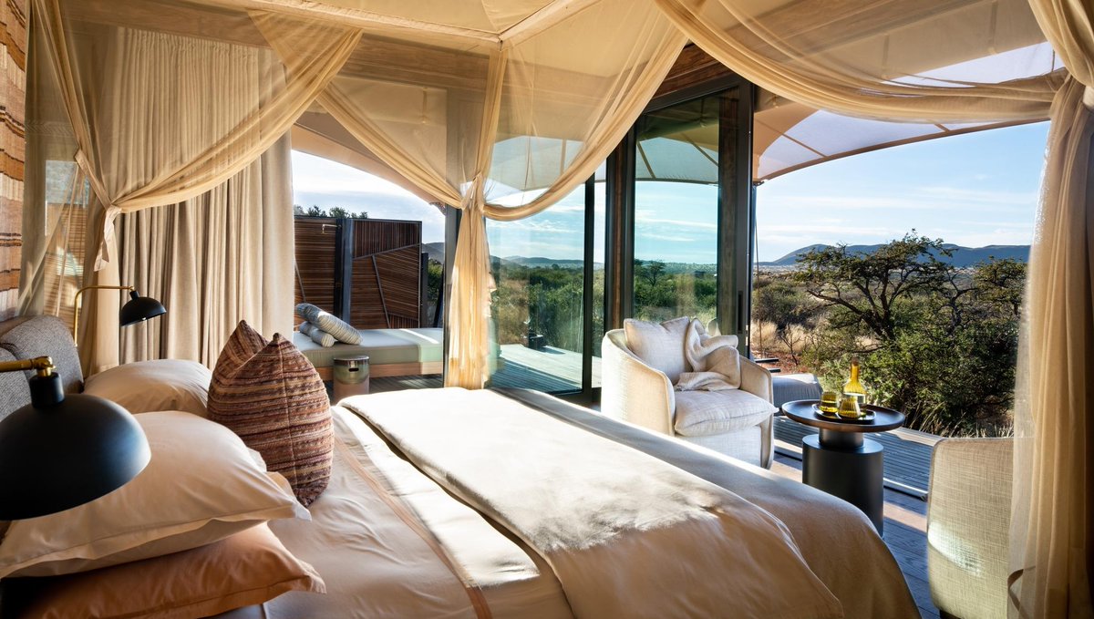 Tswalu's tweet photo. #Loapi, our new, sustainably designed, tented camp with six private villa-style #safari homes is officially open, offering an immersive, private wilderness experience under enormous #Kalahari skies. Read more: https://t.co/l2mw1xzhHP
#hospitalitydesign #luxurytravel https://t.co/vGceucZ9CO