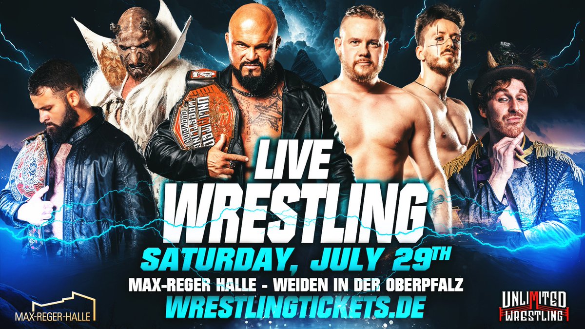 Wir heizen den #Bayern ein!

Sei dabei, wenn Unlimited Wrestling: #Thunderstorm am 29.7.23 nach #Weiden in der Oberpfalz kommt! 

🎟️wrestlingtickets.de