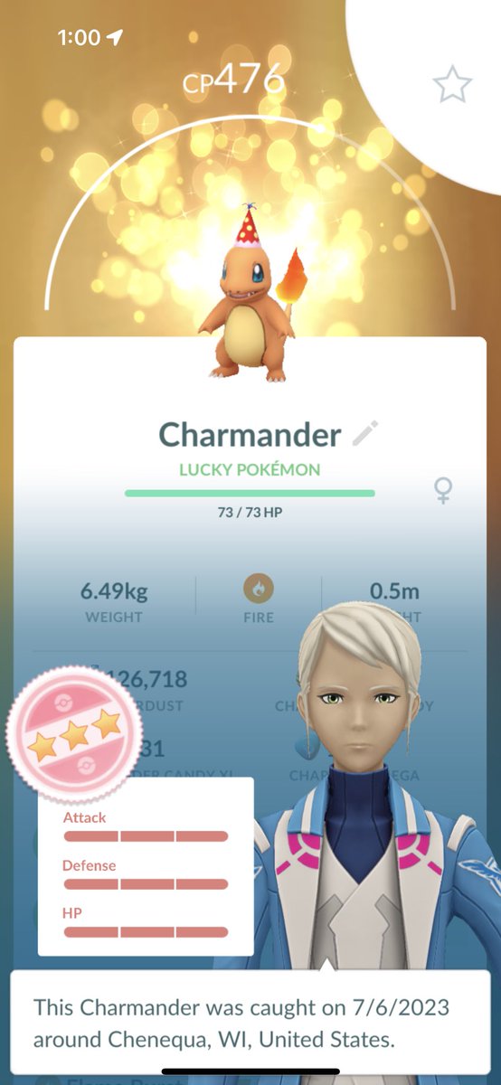 a_Smileyface's tweet photo. Finally a 💯 Charmander! With a Party Hat too!
#PokemonGO https://t.co/GgSOCOo5B4