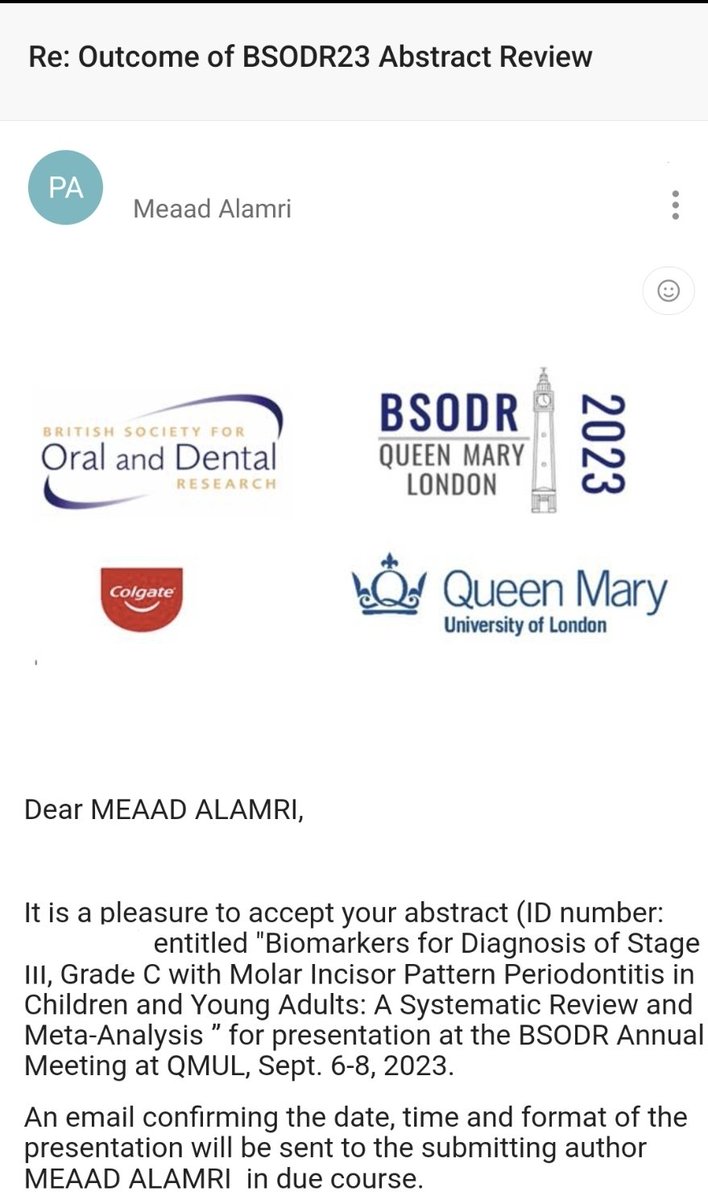 ColdSnowflake93's tweet photo. اللهم لك الحمد حتى ترضى ولك الحمد اذا رضيت ولك الحمد بعد الرضا
It is with great honor to participate with one of my papers at the BSODR 23, taking place in London from 6 to 8 Sept 2023. Well done ME 💜 https://t.co/SzqPxiXdN2