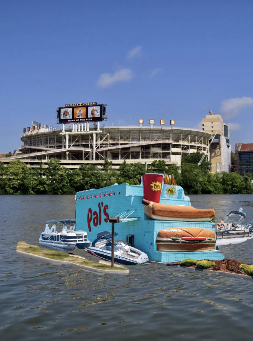For only 5% of athletic departments budget, we could build a “Pal’s Sudden Service” on the river. The restaurant would feature a “boat through.”