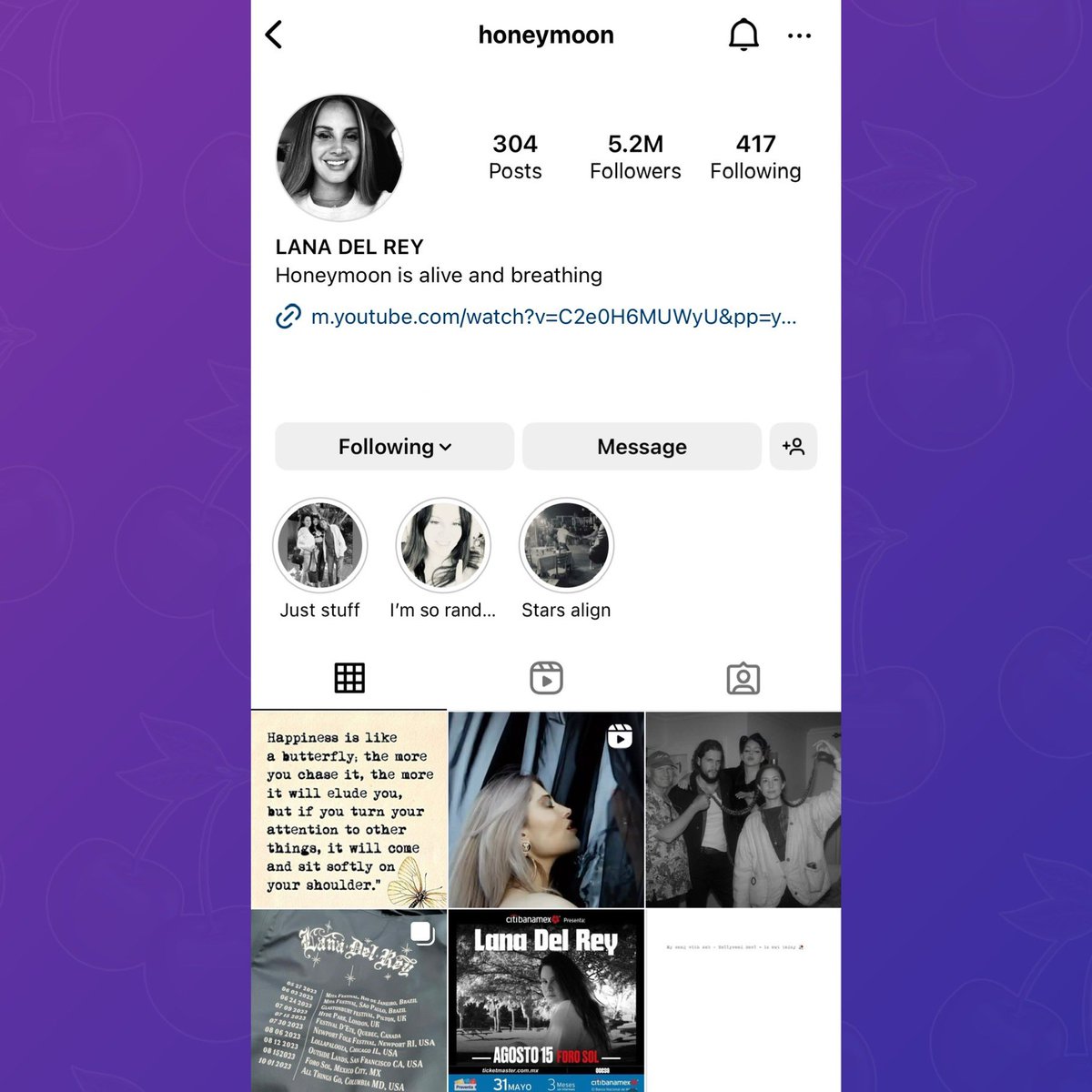 PopBase's tweet photo. Lana Del Rey has reactivated her Honeymoon Instagram. https://t.co/qtMorbae5U