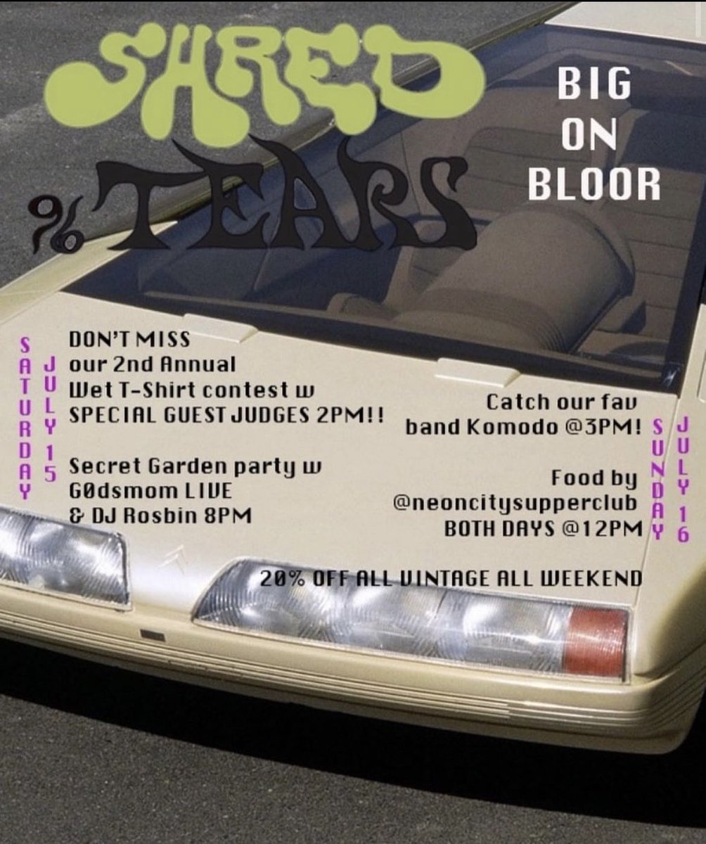 Lots of great things happening at <a href="/bigonbloorfest/">BIG on Bloor Festival</a> with many of the #Bloordale businesses. Checkout the things happening with <a href="/96tears/">Sarah (aka Saf)</a>.world &amp; @shredsalon.

BIG on Bloor happens July 15th &amp; 16th on Bloor St W between Dufferin to Lansdowne