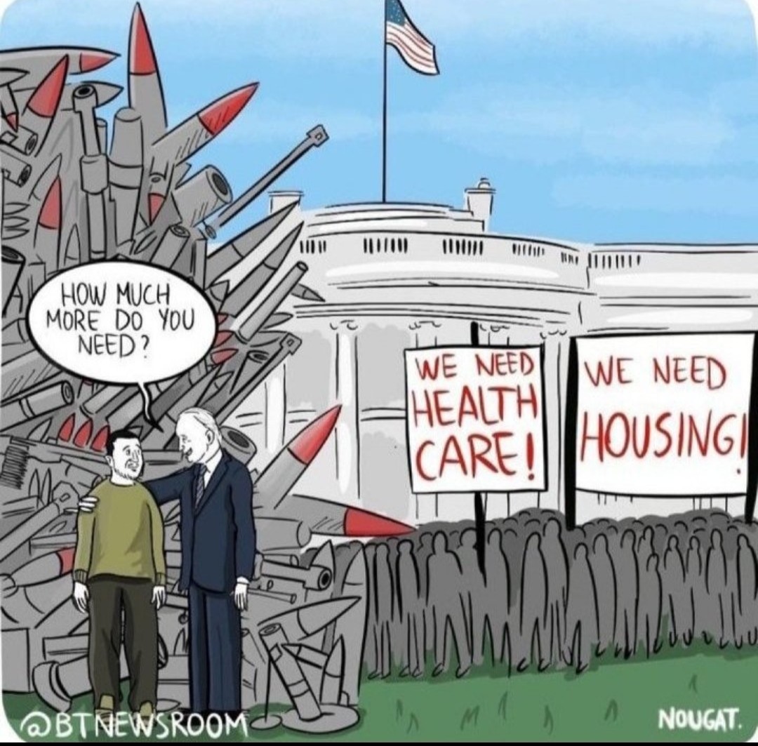 500 AMERICANS DIE EVERY DAY Simply because they're poor $120 BILLION FOR WAR IN UKRAINE could have ended homelessness and food insecurity in America 2.5x over BILLIONS FOR WAR = APPROVED Child Tax Credit = CANCELED $15 Living Wage = CANCELED Medicare Vision Dental = CANCELED