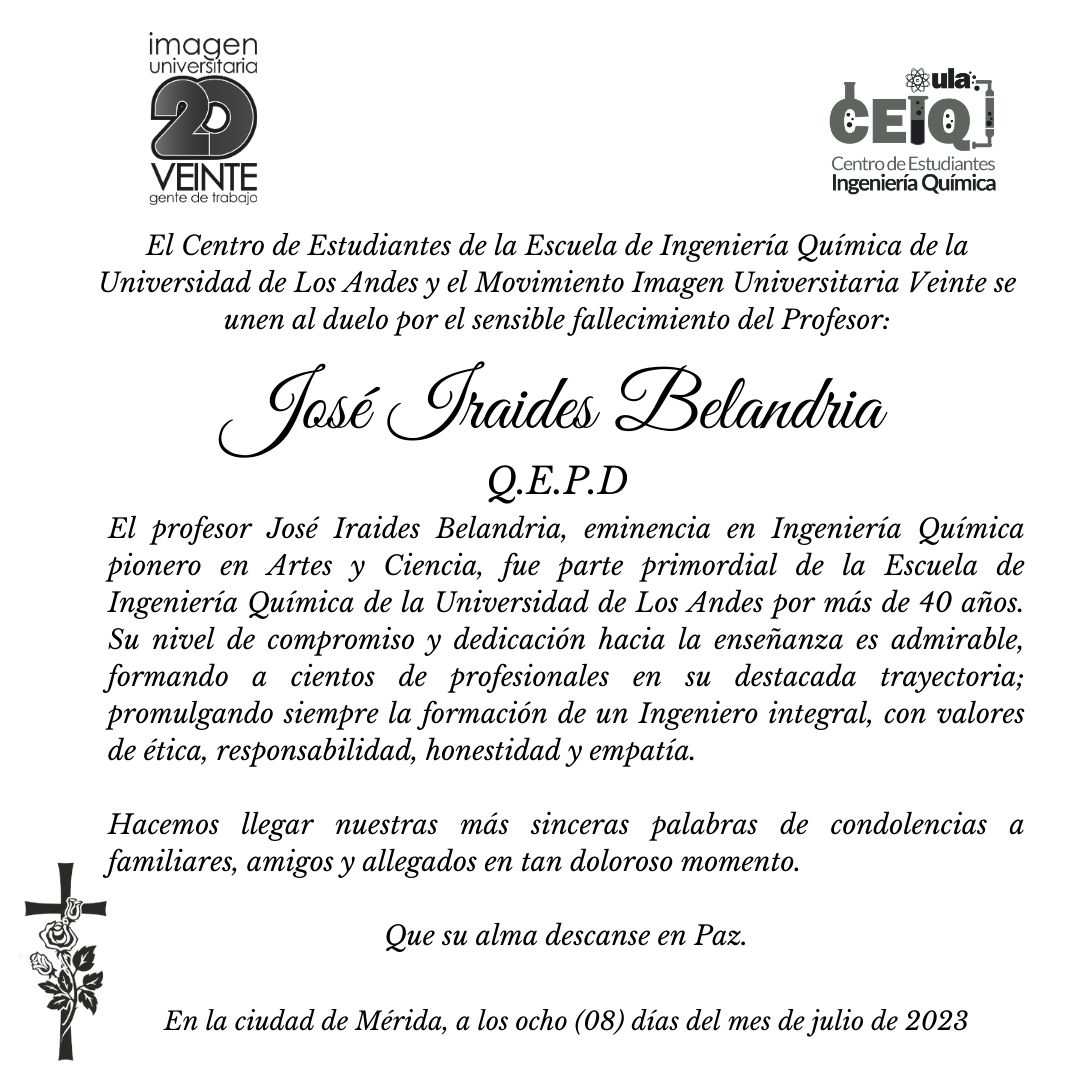 centroeiq20's tweet photo. Querido Profesor Belandria, fue un honor haber sido parte de tantas generaciones que usted formó, infinitas gracias por enseñarnos el significado de "Un ser humano integral"

Su energía es y será eterna. 

Q.E.P.D https://t.co/6ljCTKs4QA