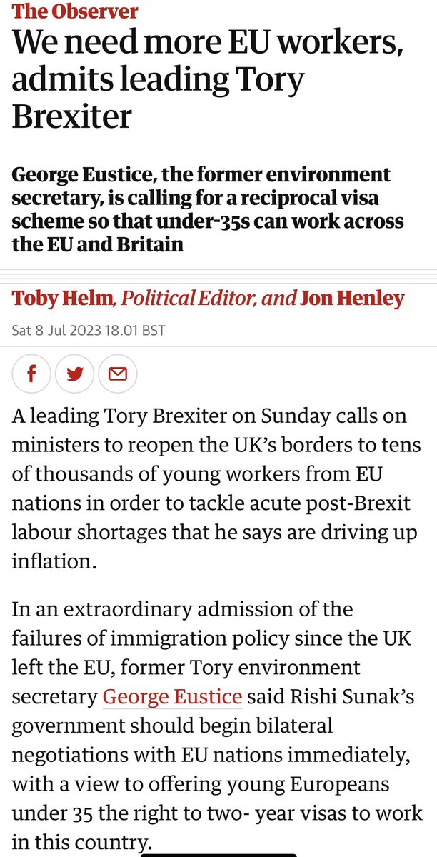 So, brexity Eustice is now suggesting a “reciprocal youth mobility visa scheme”, otherwise known as a “freedom of movement replacement bus service”

God what a total balls-up this all is.