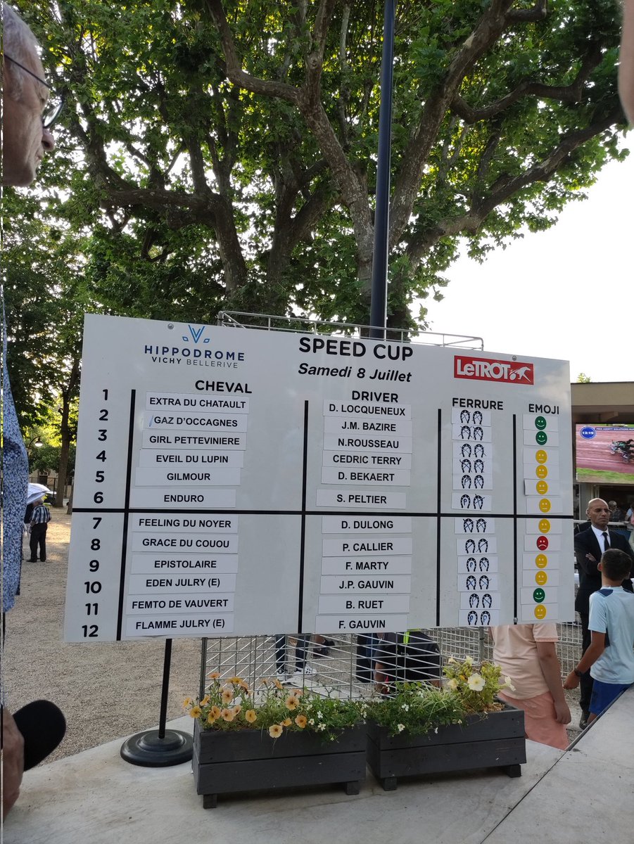 Thithiroh's tweet photo. Voici les Numéros pour la finale de la #SpeedCup à @HippodromeVichy https://t.co/4bUFSANnR9
