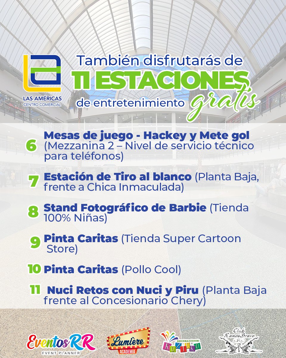 Este domingo #16Jul en el #DíaDelNiño en #tupuntodeencuentro. 🥳

Mira todo lo que tenemos preparado para ti. 

Invita a alguien más  mencionándolo en los comentarios para que sea parte de esta celebración.🗣️

Ven a pasarla bien en Las Américas. 🤗

#ganaunplay5 #diversión
