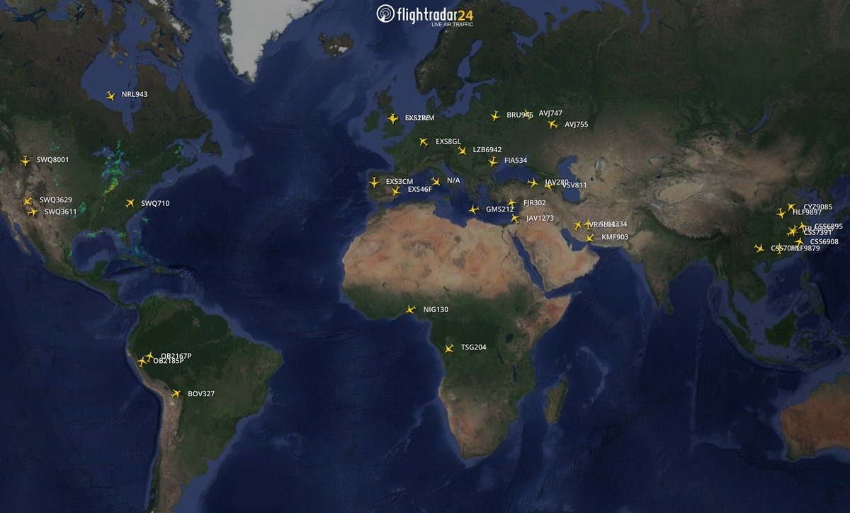 flightradar24's tweet photo. That’s honestly more 737-300s than we thought there would be. About 40 of the classic Boeing aircraft in the air right now. https://t.co/q8u7KapBzj