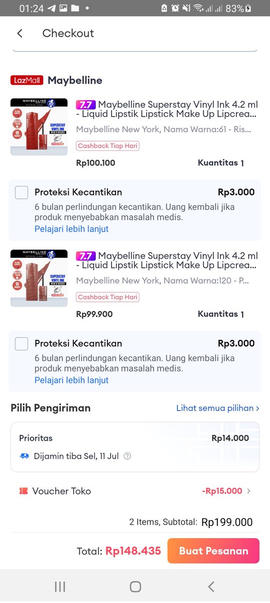 Prelovedbychaa's tweet photo. [OPEN JASA CHECKOUT LAZADA MURAH]
2 Maybelline Vinyl Ink cuman 148.500 !!!!!! bebas pilih shade ya guysss, original langsung dari Official store maybelline💕

Cek2 harga produk lain juga bisaa, dm aja yaaa!💖💓💗 #zonauang #checkout #jasacheckout #lazada wts wtb maybelline https://t.co/ZGQM1SFxzM