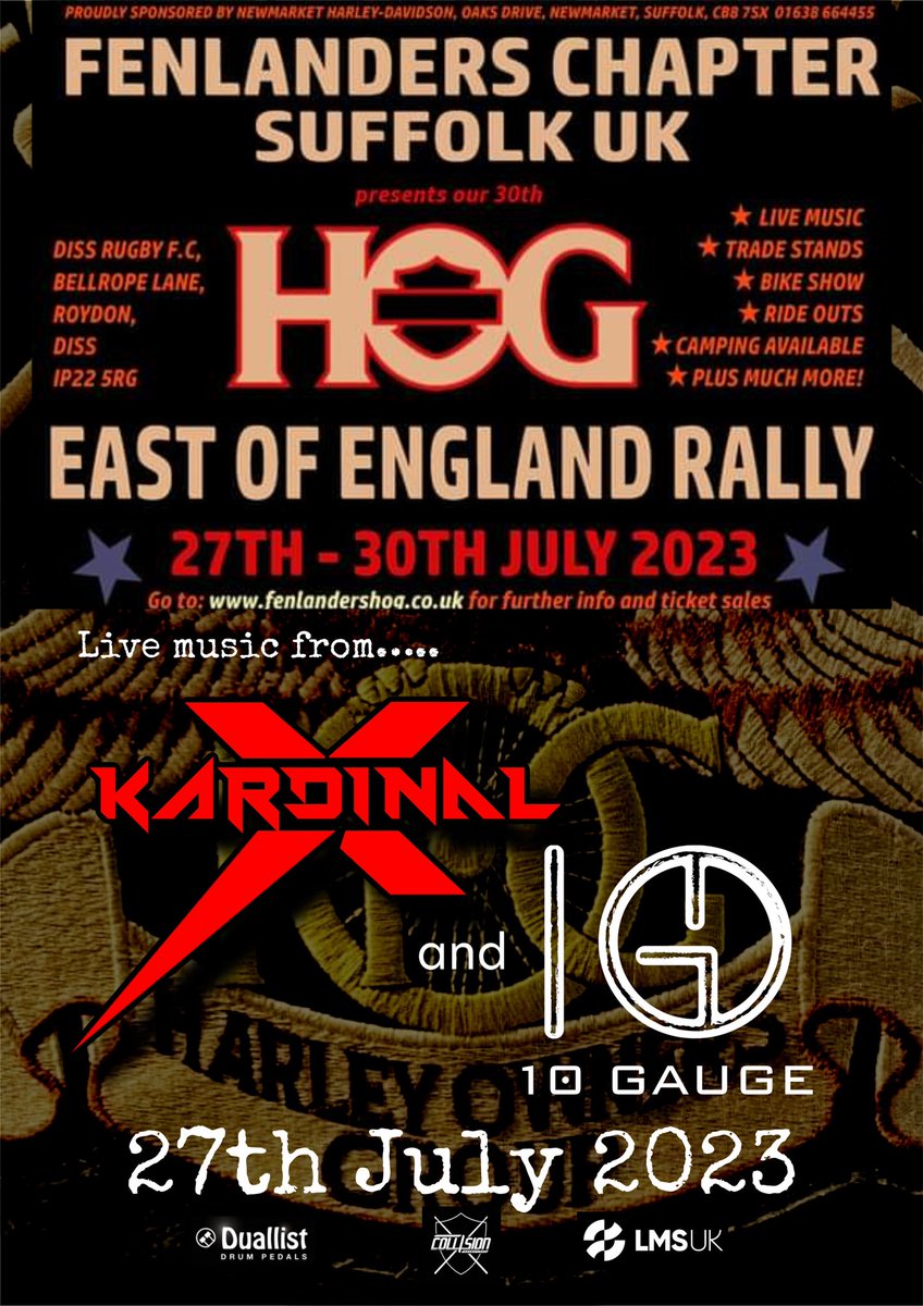 We’re joining the awesome @kardinalx1 at HOG East of England Rally on the 27th July 2023! We wonna see ya there! 👇👇👇👇👇👇👇