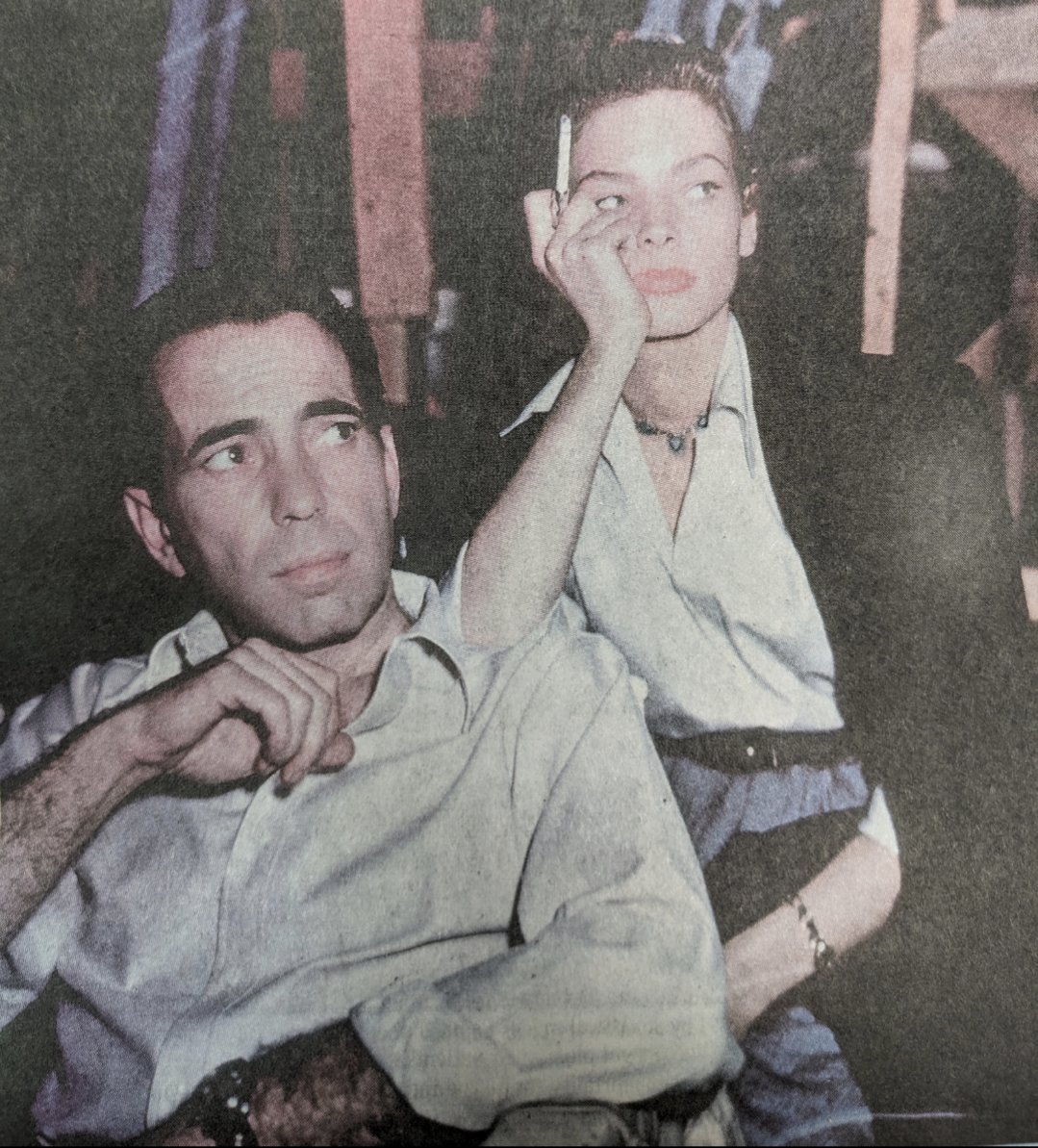 "He was 44, 5-foot-8, a big star and married. She was 19, 5-foot-9, a nobody and single. They said hello and shook hands...They met in 1943, filmed in 1944, married in 1945 and remained together until Bogart's death of esophageal cancer in 1957."
wsj.com/articles/bogie…