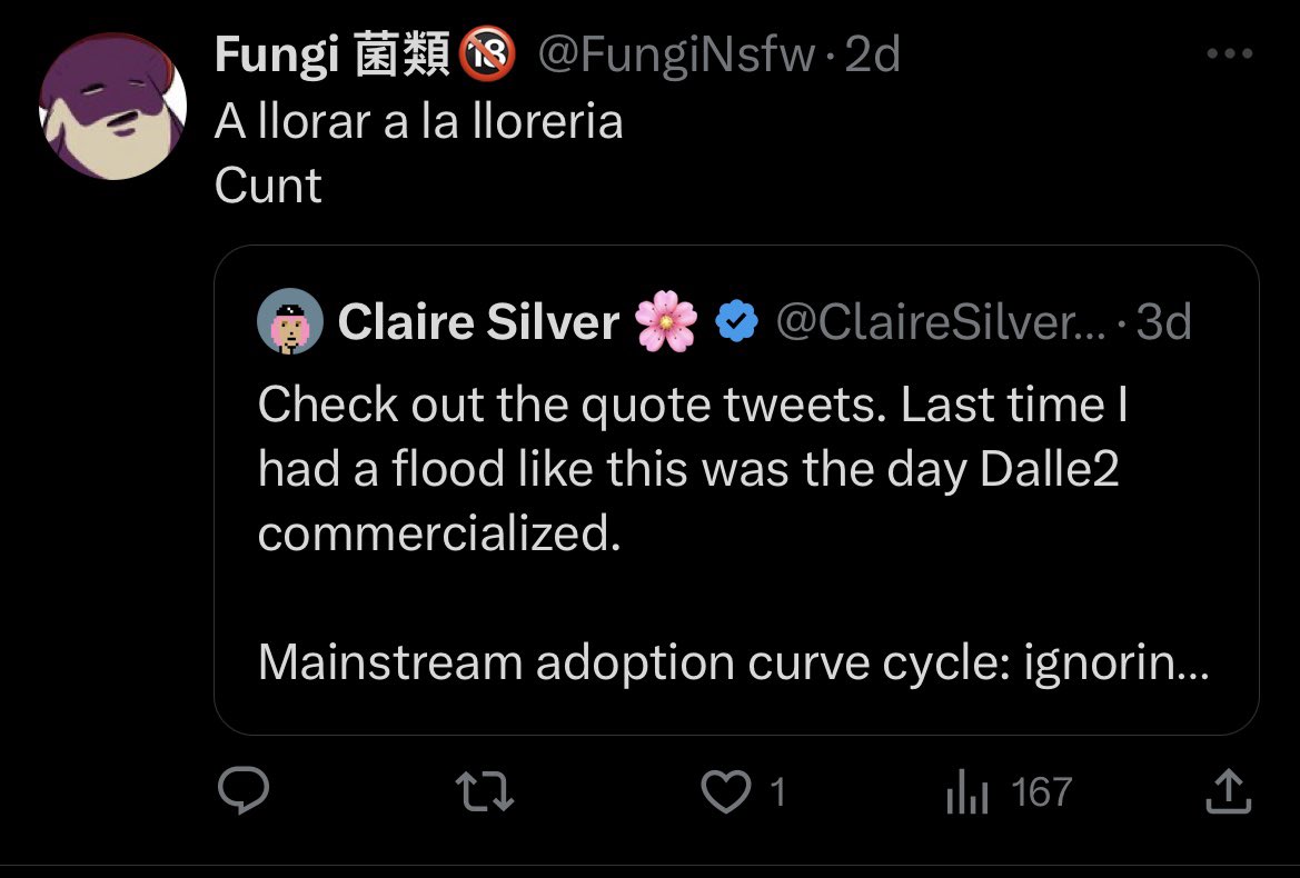 ClaireSilver12's tweet image. Posting these to show what AI-collaborative artists are experiencing from artists of other mediums. This doesn’t deserve my time or attention, but I want it to be known. AI artists, don’t be scared of them. Pity them. Imagine being so small.