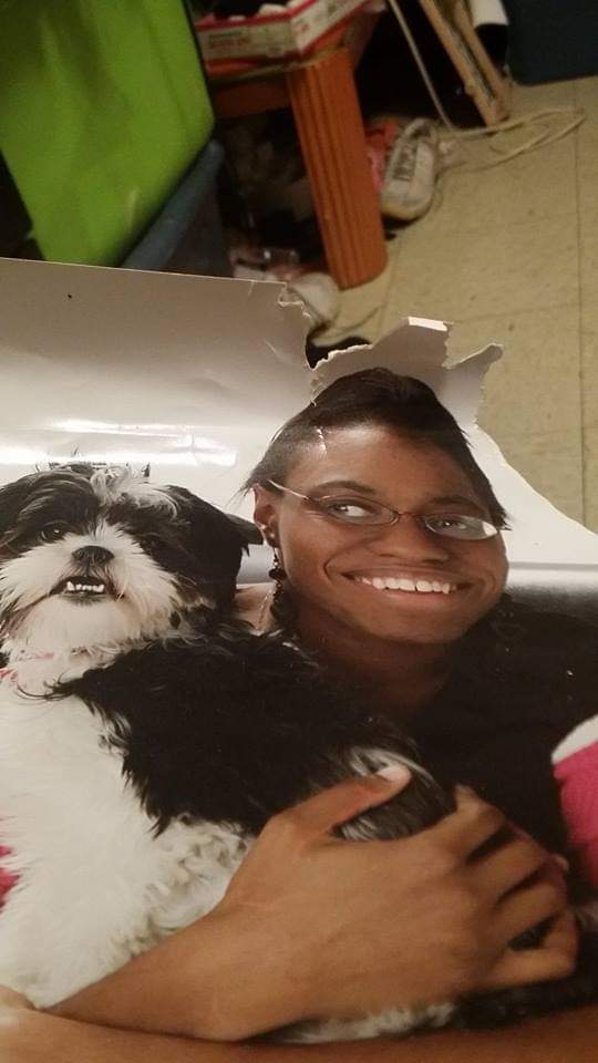 lilly_shawntel's tweet photo. My dog Foxy Lady when she was a puppy, she was 6 months old.  She chewed the corner of the picture. Lol I miss my special girl so much. #ForeverLady 🐶💜🐶💜🐶💜 https://t.co/TRYbhbb39C