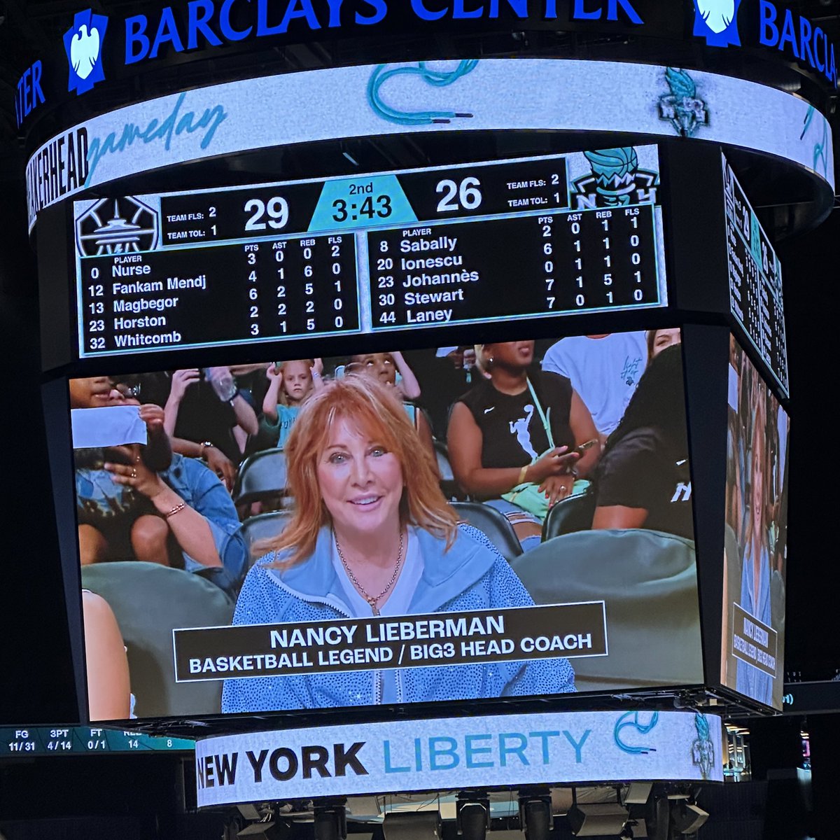 NY’s own Nancy Lieberman (@NancyLieberman) is in attendance for today’s game at Barclays Center. #WNBATwitter https://t.co/1g0iwlN36p