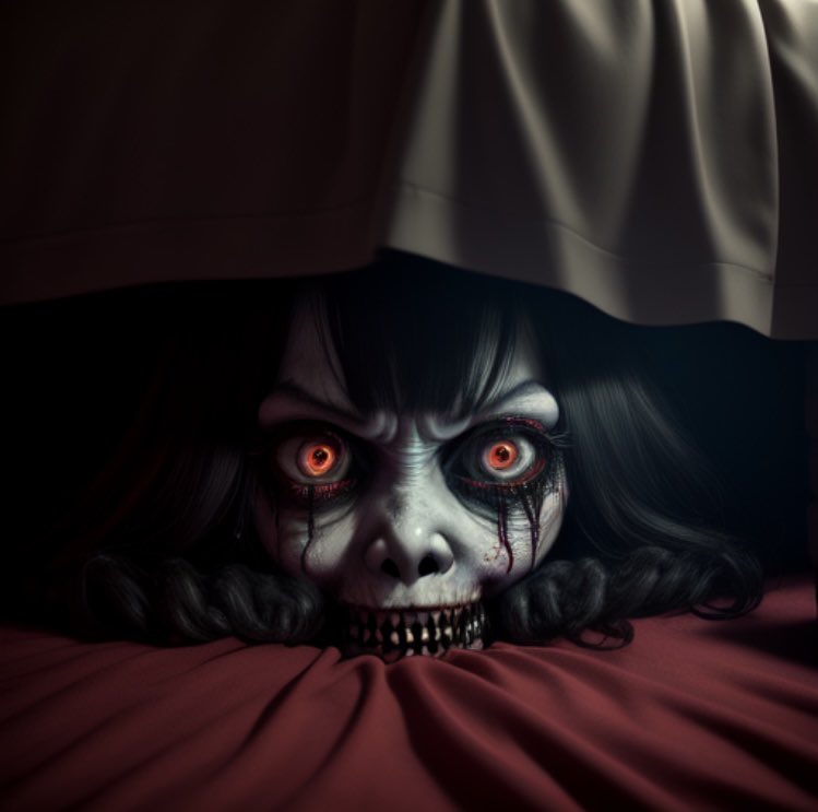 It’s bed time. Sweet dreams. ❤️

Tag: <a href="/pop_ai/">POP</a> <a href="/aish0626/">SUIMA</a> <a href="/scary_ai_art/">Scary AI Art ༒︎</a> <a href="/kattlatte/">katt latte 🪩</a> @aiart_vanessa <a href="/MixedGrooveClub/">🄼🄶🄲 🌍</a> @RunningNCafeine @TheGirlFromIA 

Theme: Monsters under the bed. 

Everyone welcome to participate/tag others x