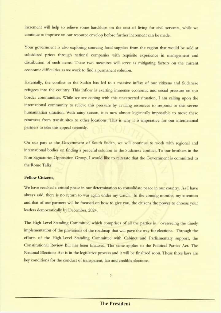 SouthSudanGov's tweet photo. President Salva Kiir's Remarks on the Occasion of South Sudan's 12th Anniversary of Independence, Celebrated Annually on 9th July.

Happy Independence Day to all the People of South Sudan🇸🇸. https://t.co/WvmrO6R1t8