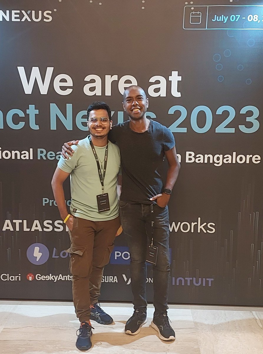 clumsy_coder's tweet image. Met @TejasKumar_ sir
What an amazing fellow ❤️
Absolutely loved his RSC talk, most elegant presentation of the conf
And then we spent an hour migrating CRA website to Next.js between talks🧑💻