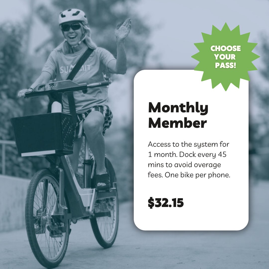 Did you know you can ride Summit Bike Share as many times as you want this month for only $32? Visit summitbikeshare.com/to become a monthly member today!
