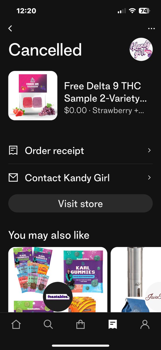 annadarria's tweet image. Thanks #KandyGirl for cancelling my sample edibles. Oh well. I was excited to try a new brand.