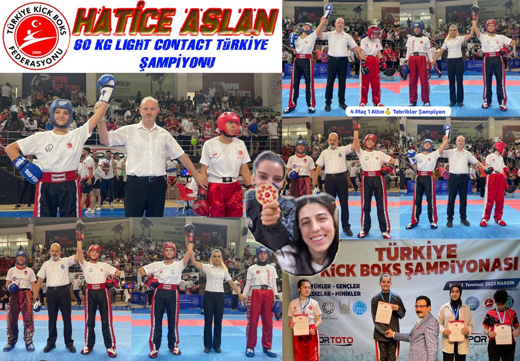 kibaroglu's tweet photo. Sporcumuz Hatice Aslan Kick boks Türkiye Şampiyonasında Lıght Contact ve Kick Lıght Branşında İki Altın Madalya Alarak kendi Rekorunu Kendi Bu büyük başarıda emeği Olan Herkezi tebrikler ediyorum @salimkayici @ersanturan_ @GSBsporgm @gencliksporbak @OA_BAK https://t.co/kby5toxdmF