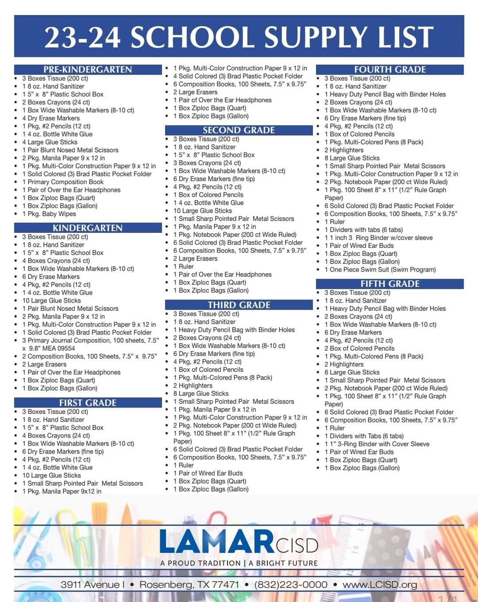 23-24 School Supply List
