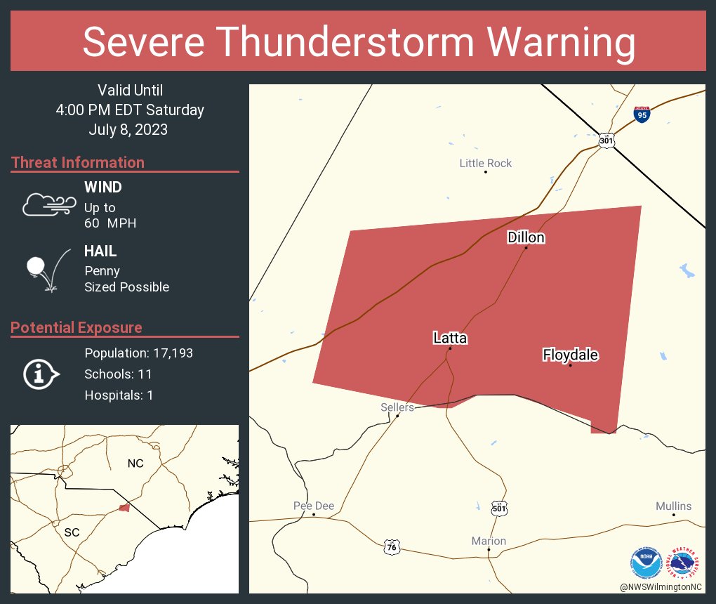 NWS Wilmington NC on Twitter "Severe Thunderstorm Warning including
