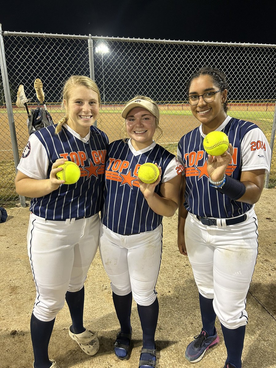 Offense was great, but we had 3 shut out games  on the mound with some strong pitching! 

Maya Gallagher - 8 IP, 30 BF, 8 H, 12 K’s
Lorin Boutte - 8 IP, 32 BF, 3 H, 18 K’s
Taylor Howard - 1 IP, 4 BF, 0 H, 3 K’s 

<a href="/mayagallagher_/">Maya Gallagher</a> <a href="/taylorhoward_33/">taylor howard</a> <a href="/boutte_lorin/">Lorin Boutté</a> <a href="/topgunfastpitch/">Top Gun Fastpitch</a>