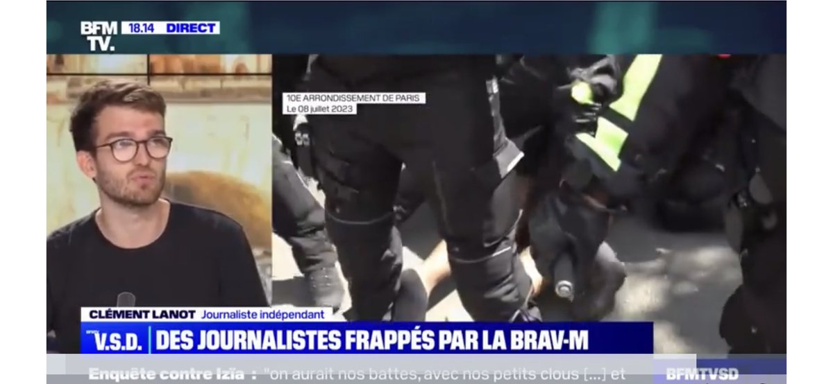 Mettre au sol des journalistes pour les empêcher de prendre des images d’une interpellation est une violation inacceptable de la liberté d’informer. Solidarité avec <a href="/ClementLanot/">Clément Lanot</a>, <a href="/tremblay_p/">Pierre Tremblay</a> et <a href="/FlorianPoitout/">Florian Poitout</a>. <a href="/RSF_inter/">RSF</a> peut soutenir vos démarches judiciaires.