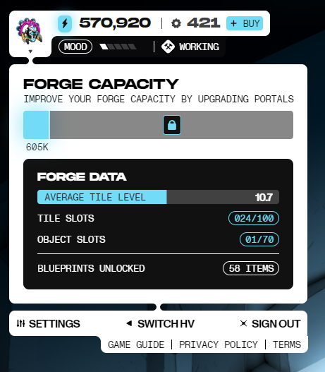 CandyButcher90's tweet photo. I am selling my #hvmtl. 2 portals lvl 6, tiles avg. 10.75, max energy 605k. Ranking 173 pionts Rank 792nd. Listed via @opensea &amp; @blur_io
https://t.co/oEvYXSWIst 
 @yugalabs @BoredApeYC #Forge #mdvmm https://t.co/VA0b0HmCOO