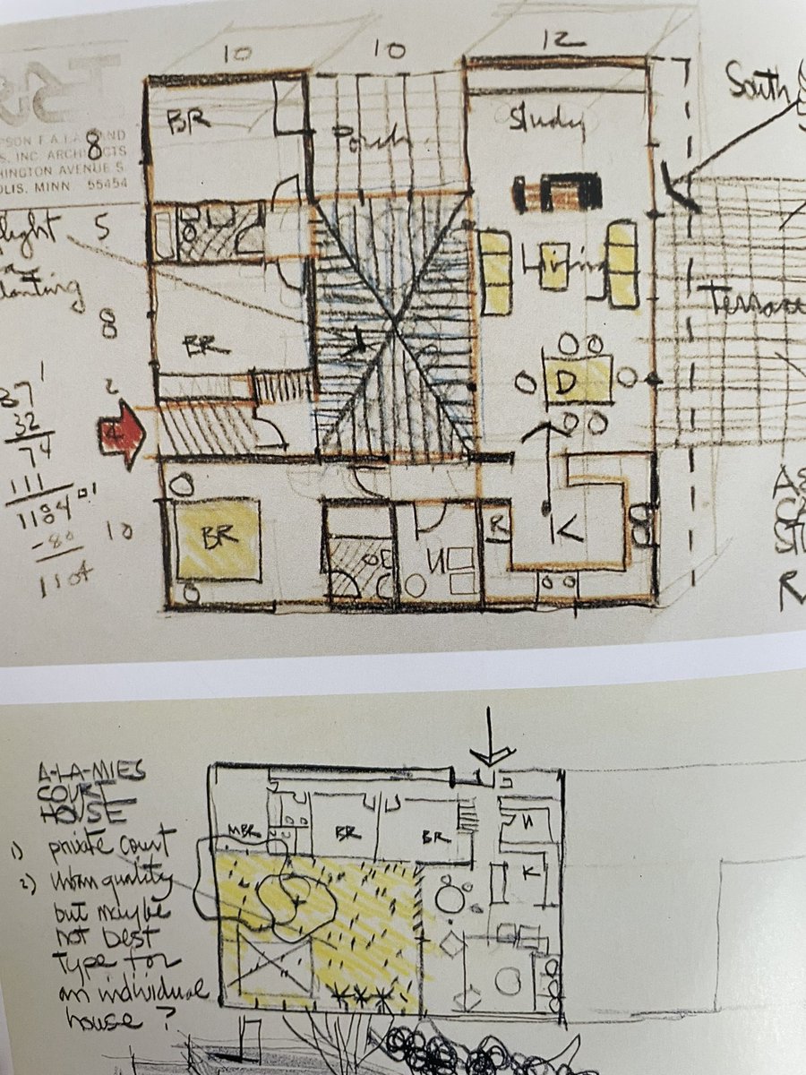 'Greenbelt' 
Un espacio central con cubierta acristalada mediante el cual introduce la naturaleza dentro de la vivienda. Este cinturón verde  es el corazón del proyecto, funcionando como un patio interior o invernadero.

Ralph Rapson

Study House #4 #unbuilt #100x100masterhouses