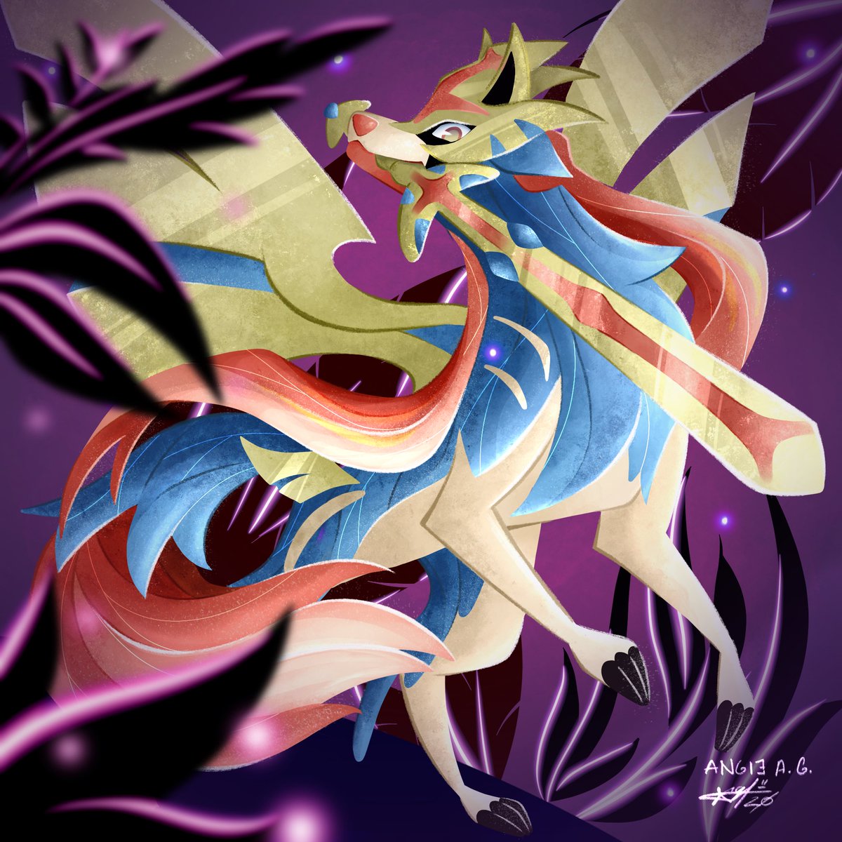AngieWorkshop's tweet photo. I had so much fun drawing this Zacian! I love the colors of this pokemon 💕✨💕 made in 2020 ✨
#Pokemon #pokemonfanart #zaciansword #pokemonswordshield #pokemonart #FanArtSaturday #digitalart #illustration #Procreate #procreateart #videogames #fantasy #Fanarts #artistsontwitter https://t.co/7zyZxJjcOL