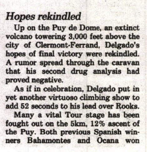 velonews's tweet photo. Taking a moment to look back on our thoughts the last time the #TourDeFrance took on the upcoming Puy de Dome. 

It's apparent we--and nearly everyone else--dealt with doping a little differently in those days. https://t.co/vQVd1wOVyh
