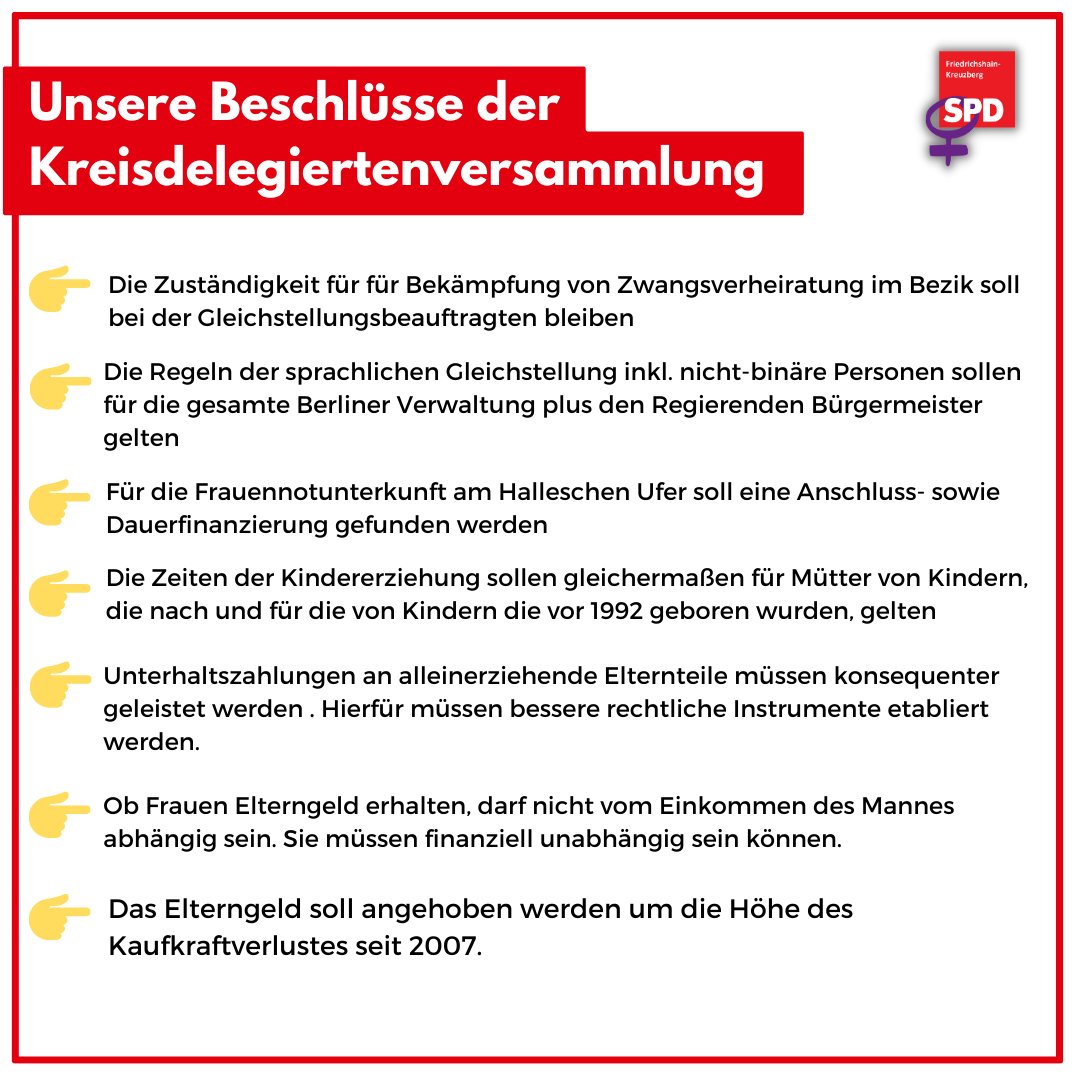 SPDFRAUEN_XHain's tweet photo. Wir haben heute starke feministische Beschlüsse auf unserer Kreisdelegiertenversammlung @SPDXHain gefasst 💪 https://t.co/JjZA9XJEpJ