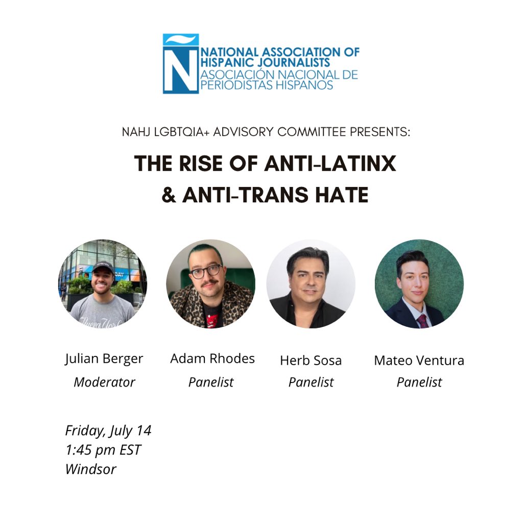 Will you be at <a href="/NAHJ/">NAHJ</a>'s Annual Conference next week? Well, you better attend these LGBTQIA+ Committee panels. Our panelists and moderators will address different issues to foster a better understanding of our communities. We hope to see you there! 📝🌈 #MoreLatinxInNews