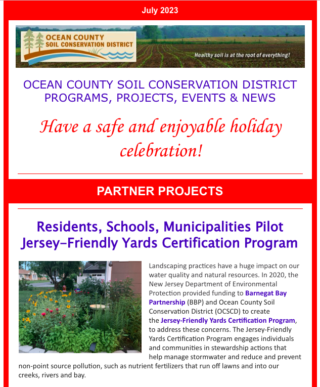 OCSCD's tweet photo. Enjoy OCSCD's July newsletter, featuring: Jersey-Friendly Yards Certification Pilot Projects, Perennials for your Summer Garden, and Dust Control Standards on Construction Sites. https://t.co/4s6QwUj395 https://t.co/4HAz5AOHWa