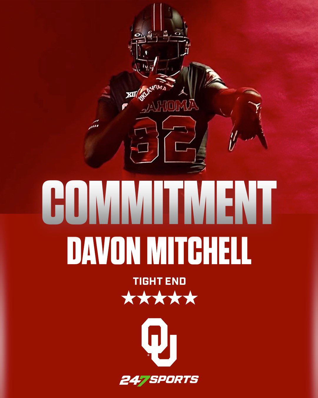 Greg Biggins on Twitter: "BREAKING: Los Alamitos (Calif.) TE Davon Mitchell has committed to #Oklahoma and will re-classify from the class of '25 in to the class of '24 https://t.co/FKu9h724Zg https://t.co/CmLU8zTLke" /