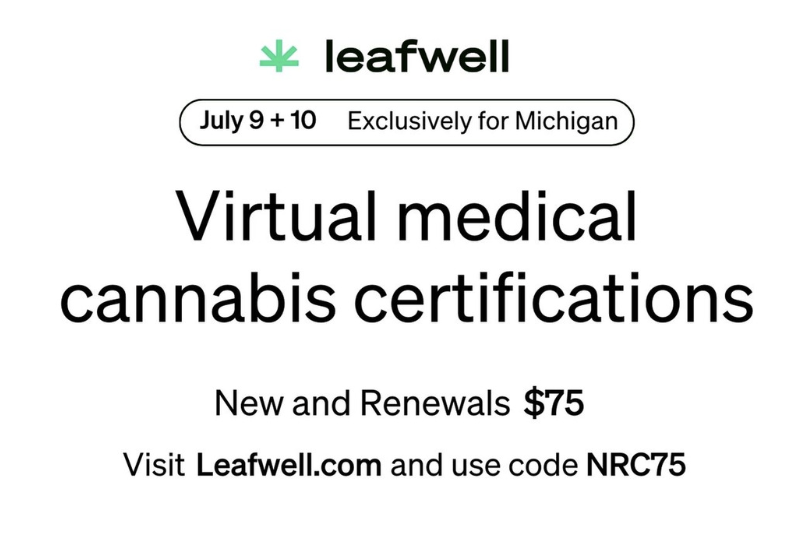 NRC_CANNABIS's tweet photo. Starting tomorrow through 7/10, our partner @_Leafwell_  is offering $75 Medical Certifications with our promo code: NRC75
Get your medical certification online in minutes! 
Signup now: https://t.co/nHof3G4nTH https://t.co/iiROkSXbyk